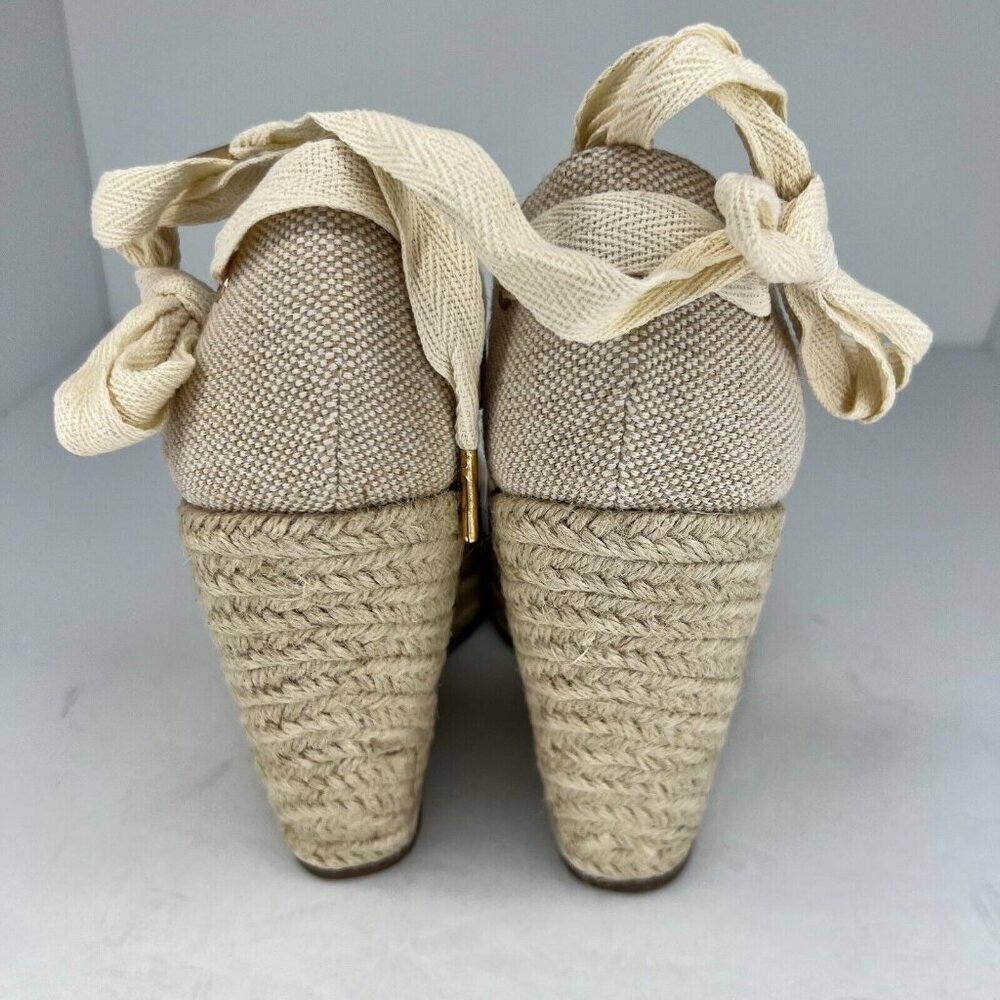 Justfab Womens Lauren Taupe Espadrille Closed Toe Lace Up Wrap Size 10 Sandals - Picture 5 of 9